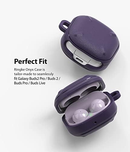 Ringke Onyx Case Compatible with Samsung Galaxy Buds 2 Pro/Buds 2 / Galaxy Buds Pro/Buds Live, Tough Rugged Shockproof Premium TPU Non-Slip Grip Cover with Keychain Carabiner - Purple