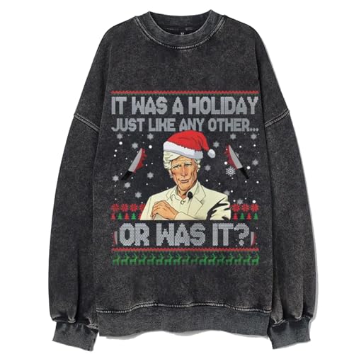 Bellelement It Was A Holiday True Crime Vintage Ugly Christmas Sweatshirt S Black