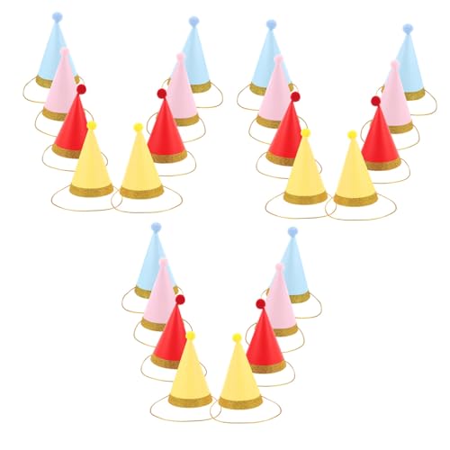 STOBAZA 24 Pezzi Di Cappellini Da Festa A Cono Cappellini Da Festa Di Compleanno A Cono Di Carta Copricapi Di Compleanno Con Pompon