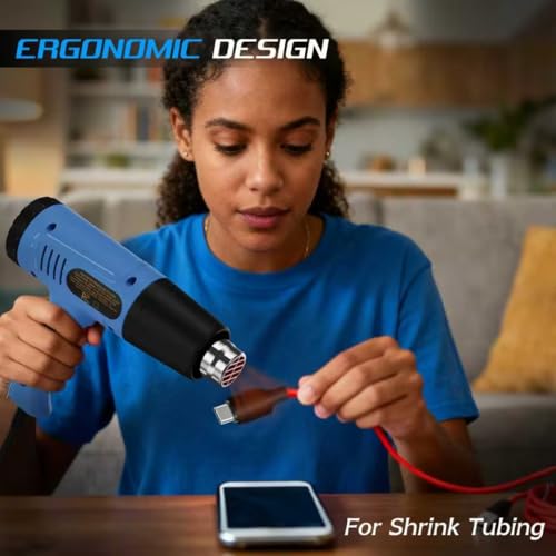 URTOOLS Heat Gun Kit 572 & 1112℉ Variable Temperature Control 4 Nozzles Heavy Duty Fast Heating Hot Air Gun Overload Protection, For Crafting, Shrink Tubing, Vinyl Wrap, Shrink Wrap,5Ft Power Cord