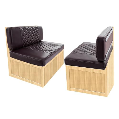 Attliahome RV Dinette Cushions 2 Sets of PU Leather Replacement Camper Cushions Includes 2 Booth Seats and 2 Backrests for RV Camper Trailer Bed (Brown 40)
