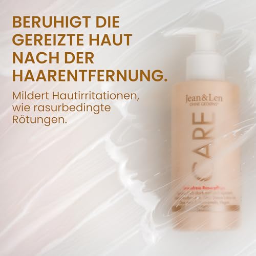 Jean & Len After Shave Lotion Aloe Vera & Süßmandelöl, mildert rasurbedingte Hautirritationen, beruhigt gereizte Haut, After Care nach der Rasur, ohne Parabene & Silikone, 145 ml