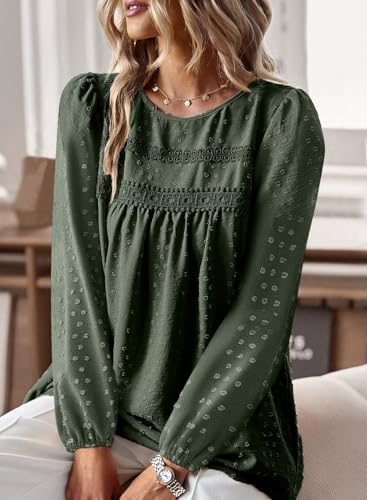 Image of Falechay Womens Tops Flowy Boho Dressy Casual Lace Cute Long Sleeve Shirts