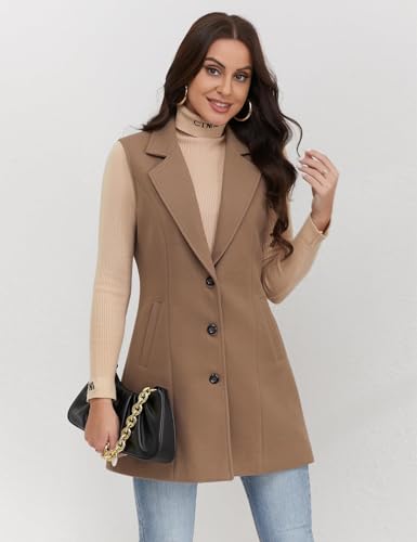 Image of IDEALSANXUN Plaid Vest for Women Fall Winter Sleeveless Blazer Jackets