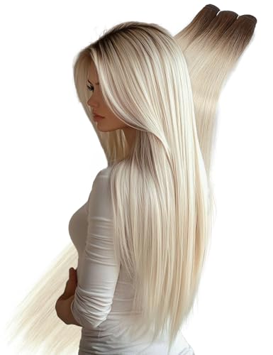 34 Inch Long Sew in Hair Extensions Copper to Light Blonde for Thin Hair 200g Straight Hair Bundles