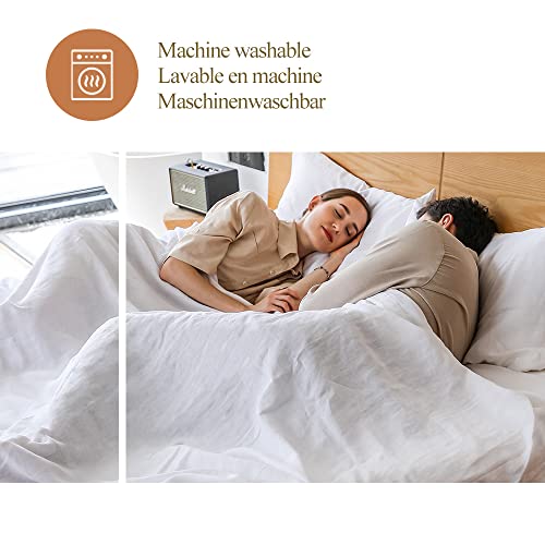 Simple&Opulence 100% Pure Linen Duvet Cover Set with Coconut Button Closure, 2 Pieces Soft Home Accessories Bedding with 1 Comforter Cover and 1 Pillowcase(Single 137cm x 200cm,White) - Image 3