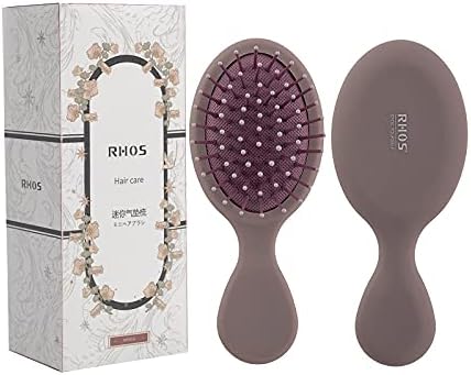 RHOS Mini Travel Hair Brush for Women/Men/Kids - Pocket Detangler Brush for Wet and Dry Hair - Travel Size Paddle Brush for Detangling- For All Hair Types (1 Pack-Purple)