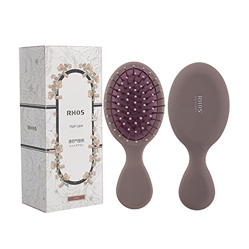 Rhos Mini Travel Hair Brush For Women/Men/Kids - Pocket Detangler Brush For Wet And Dry Hair - Travel Size Paddle Brush For Detangling- For All Hair Types (1 Pack-Purple) #TOP2