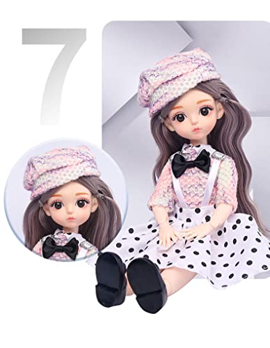 Image of DSR 30CM Doll ( Ball Jointed Doll) Toys with Full Set Clothes Shoes Wig Makeup Gift for Kids Gift All Day-Mix-White Color (Movable Joint-Small Doll-30CM (Pink+White))