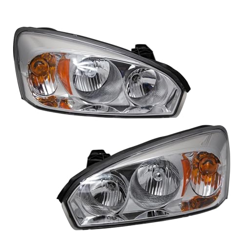 Image of TRQ 2 Piece Headlight Assembly Set Driver & Passenger Side Compatible with Chevrolet Malibu 2004-2007 Malibu Classic LS Classic LT 2008 GM2502235 GM2503235 15851372 15851373