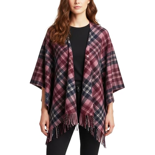 Poncho tricoté enfant en laine chaude pour promenades d'automne en famille