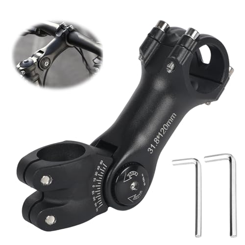 KMDZDZGS Podwyższenie kierownicy roweru 31,8 mm, podwyższenie kierownicy rowerowej, aluminium, regulacja ± 60°, adapter wysokości do MTB, BMX, rowerów wyścigowych, górskich (31,8 x 120 mm)