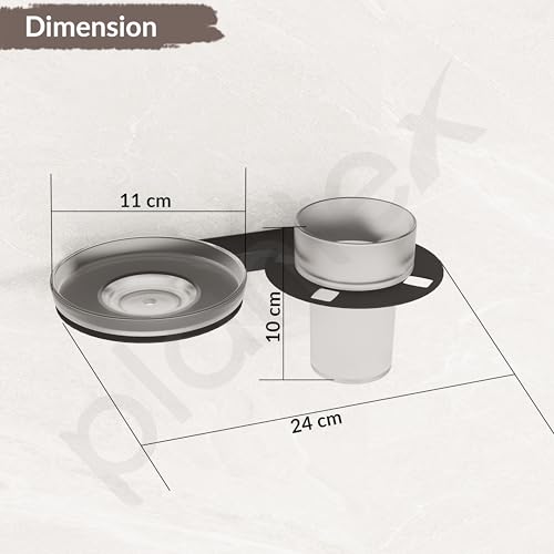 Image of Plantex Soap Dish with Tumbler Holder for Bathroom /Stainless Steel Glass soap Holder wtih Toothbrush Stand /Bathroom Accessories - Pack of 1 (Black)