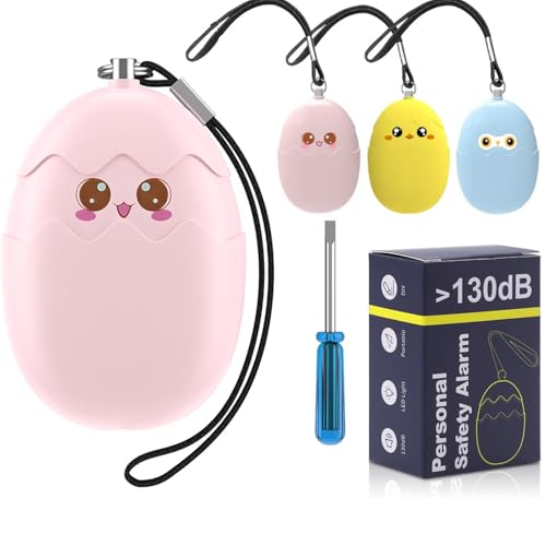 Alarma personal para mujer con botón extra Painc, altavoces dobles de 130 dB, alarma de pánico primero con aviso de batería baja con luz estroboscópica, llavero de alarma de seguridad