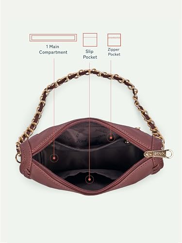 Image of ZOUK Small Shoulder Bag Bag for Women | Stylish Vegan Leather Shoulder Bag with Gold Chain Handle | Water-Resistant | Chic & Handcrafted Purse |