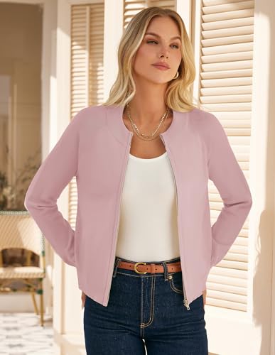Image of GRACE KARIN Womens Long Sleeve Zip Up Cardigan Sweaters Lightweight Sweater Jacket Knitted Fashion Clothes
