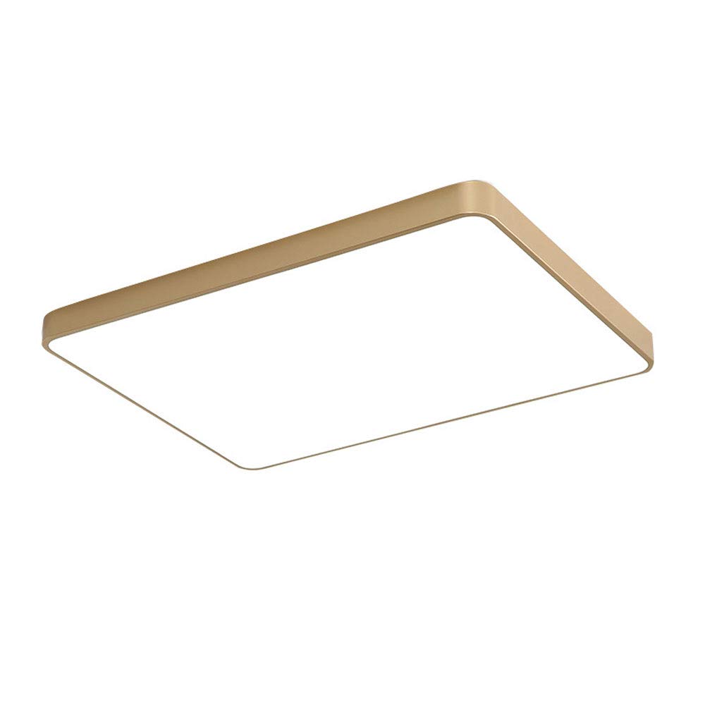 Lustre plafonnier rectangulaire doré moderne 60 cm LED encastré et ultra-mince