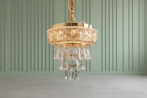 Image of swanart Aurivon Rotating Crystal Chandelier with Bluetooth Speaker and Multi-Color LED, K9 Crystal Hanging Light for Living Room and Bedroom, Modern Luxury Musical Ceiling Lamp