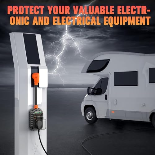Image of GEARGO RV Surge Protectors 30 Amp RV Circuit Analyzer, [𝟐𝟎𝟐𝟔 𝐍𝐞𝐰 𝐔𝐩𝐠𝐫𝐚𝐝𝐞𝐝 & 𝐆𝐞𝐧𝟐] Full Protection, RV Adapter Plug for Camper(Orange)