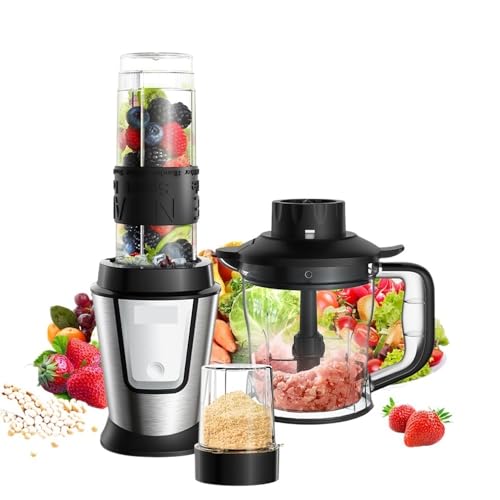 Procesador De Alimentos Multifuncional 3 En 1, Piezas, 700 W, Portátil, Licuadora, Batidora Personal, Picadora Y Molinillo Seco Batido Rápido Eficaz