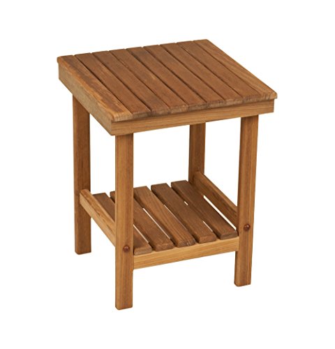 Teakworks4u Teak Square Bench or Table | 12" x 12" x 16" H | Plantation Teak | Shaving Stool