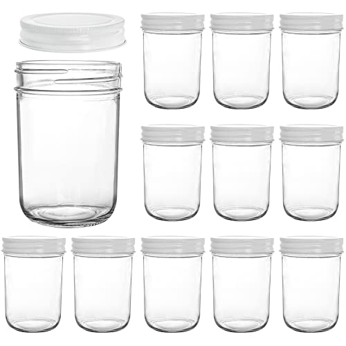 Yesland 12 Pack 8 Oz Glass Regular Mouth Mason Jars With Metal Airtight Lids - Bpa Free Overnight Oats Jars With Lid And Wide Mouth Mason Jars For Jelly, Jam, Dry Food, Spices, Herbs, Salads, Yogurt #TOP30