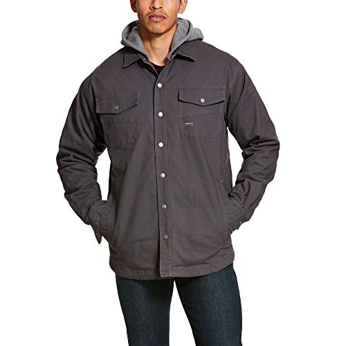 ARIAT Men's Rebar Foundry Insulated Hooded Work Shirt Jacket Grey X-Large