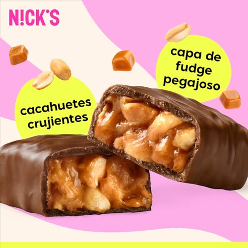 Miniatura 6 de Nicks Peanuts N Fudge Barritas Keto Chocolate Cacahuetes Caramelo 175 Calorías, 3.9 Carbohidratos Netos, Sin Azúcar Añadido Low Carb Dulces Chocolatinas Sin Gluten 15x40g