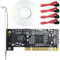 POFET Tarjeta de expansión de Disco Duro Pci SATA de 4 Puertos,