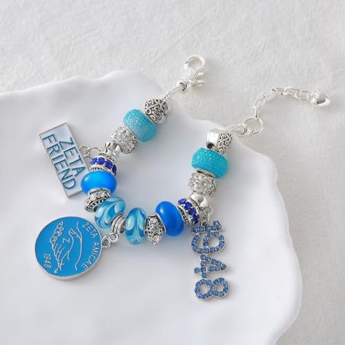 ZETA Friends Greek Letters 1948 Amicae ZA Bracelets Sorority Large Beads Gifts Sisterhood Club Jewelry3