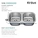 KRAUS Premier 32-inch Undermount 50/50 Double Bowl 18-Gauge Stainless Steel Kitchen Sink with Strainers (x2), KBU22