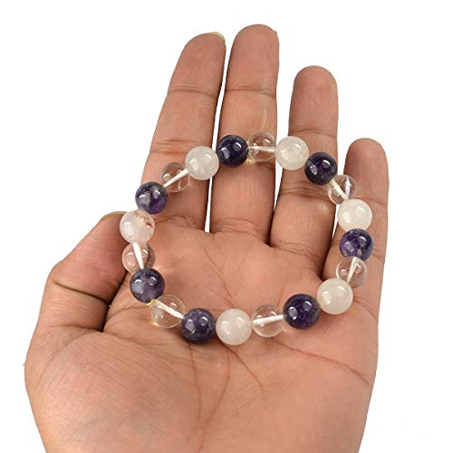 Image of Reiki Crystal Products Certified Natural Crystal Stone Round 10 mm Beads Bracelet for Men and Women | Reiki Charged Gemstone Jewellery Bracelet| Multiple Stone Variants Available
