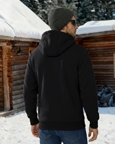 Boladeci Men's Sherpa Lined Hoodie Jacket Winter Warm Heavy Weight Zip Up Hooded Sweatshirt Thick Fleece Coats - Image 4