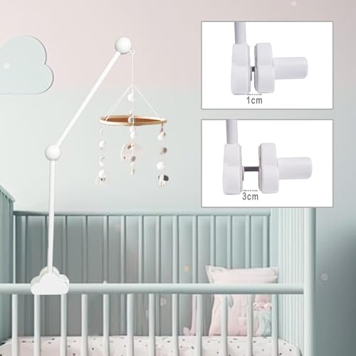 Baby Mobile Hanger, Wooden Cot Holder, Detachable Adjustable Arm for Hanging Crib Mobiles/Wind Chimes Toys, White - Image 4