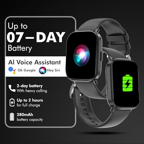 Image of Nervfit Fuel Pro S2 Premium Smartwatch with 2.02 inch TrueColor+ Display, BT Calling, AI Voice Assistant, Waterproof, Heart Rate & SpO2 Monitoring, and 100+ Sports Modes (Midnight Black Silicone)