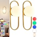 jengush Battery Operated Wall Sconce Set of 2, Wireless Wall Lights with Remote Control Dimmable,Rechargeable Wall Light Indoor Decor with Glass Shade Fixtures for Apartment,Bedroom,Farmhouse
