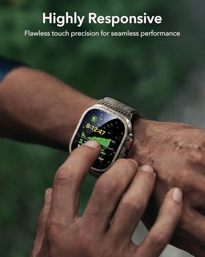 Esr Armorite Protezione Per Lo Schermo Per Apple Watch Ultra 3/2/1 (2025/2024/2023/2022, 49 Mm), Protezione Di Livello Militare, Vetro Temperato Con Cornice In Alluminio, Antigraffio, 2 Pezzi, Titanio - 7