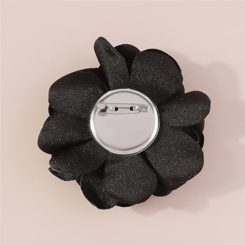 Image of Handmade Satin Fabric Rose Flower Extra Large Big Brooches Lapel Pins for Women Elegant Vintage Big Camellia Flower Brooch Pin for Women Girls Wedding Part Dance Dress Suit Clothes Accessories Jewelry Gifts