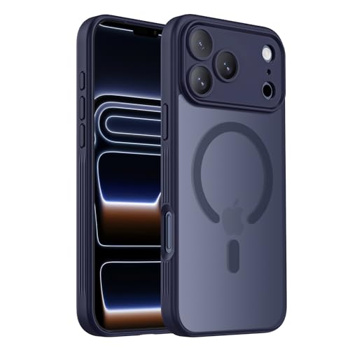 Symcele Designed for iPhone 17 Pro Case, Compatible with MagSafe, [Camera Protection] [15FT Military Drop Protection] Shockproof Translucent Matte Anti-Slip Phone Case, 6.3", Deep Blue by Symcele - Used condition - US$8.70
