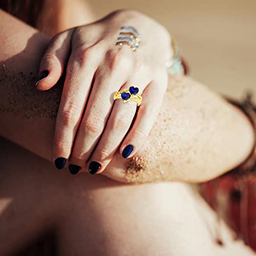 Double Heart Simulated Diamond Ring for Women Zircon Engagement Ring Bride Wedding Rings3