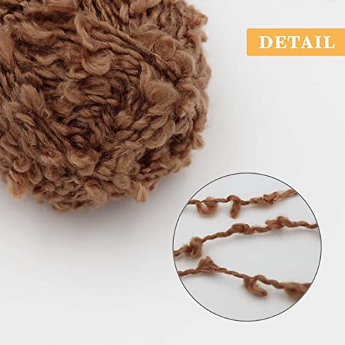 Niceec 4 Skeins Fancy Loop Yarn Soft Soft Novelty Yarn For Diy Craft Fashion Yarn For Crochet Knitting Boucle Yarn Fingering Weight Yarn Totle Length 4×65Yds(4×1.76Oz)-Teddy #TOP2