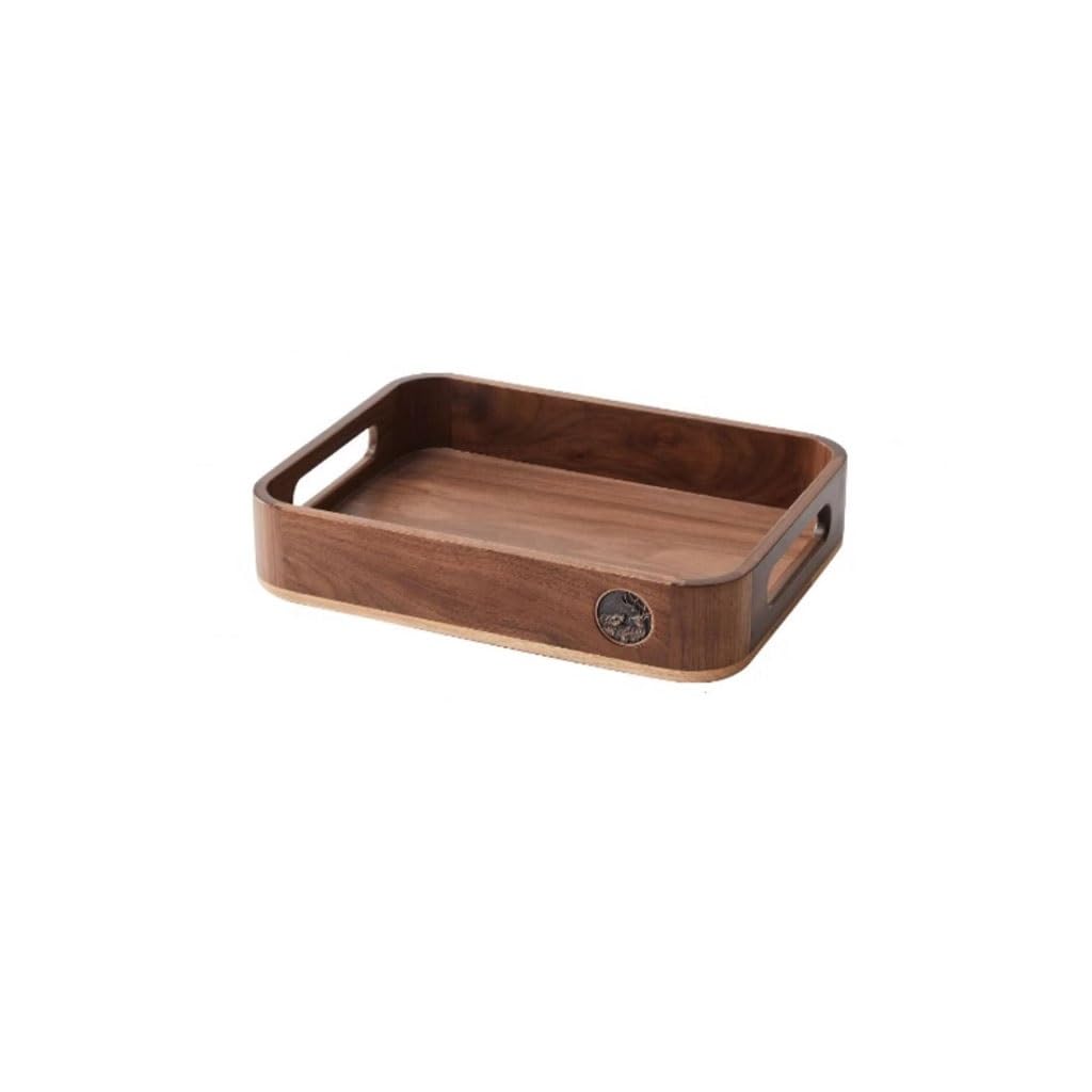 Bandeja Rectangular de Madera Maciza para Servir té de Nogal Negro, Ideal para el hogar, la Sala de Estar, la Cena, Aperitivos, Frutos Secos, Agua, etc. Bandejas para Comer en el Regazo (A)