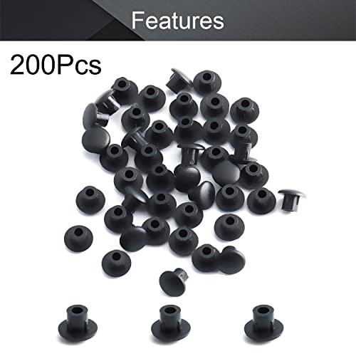 Image of MroMax 200Pcs Screw Cap Cover 3 /16inch Bottom Dia Fit for 4.5-5mm Diameter Hole Plastic Tube Cover Shelf Peg Hole Plugs for Cupboard Bookshelf Shelf Closet Cabinet Bracket Furniture Black Tone