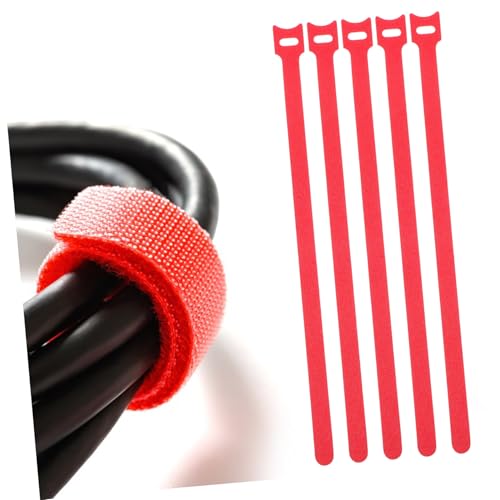 100 piezas de bridas de cable reutilizables rojas con gancho y bucle para organizar cables, correas autoadhesivas para administración de cables en el hogar y oficina miniatura 5