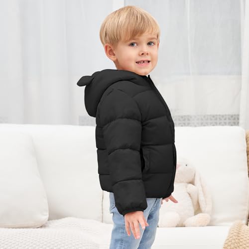 Image of Toddler Boys Girls Thicken Winter Coat Baby Fleece Warm Cute Bear Ear Hooded Jacket Clothes 2024