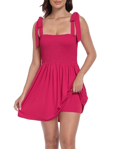 HDE Women's Romper Dress with Built in Shorts Summer Smocked
