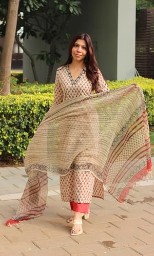 Image of LookMark Women's Viscose Rayon Kurta Set with Dupatta, Traditional Ethnic Wear