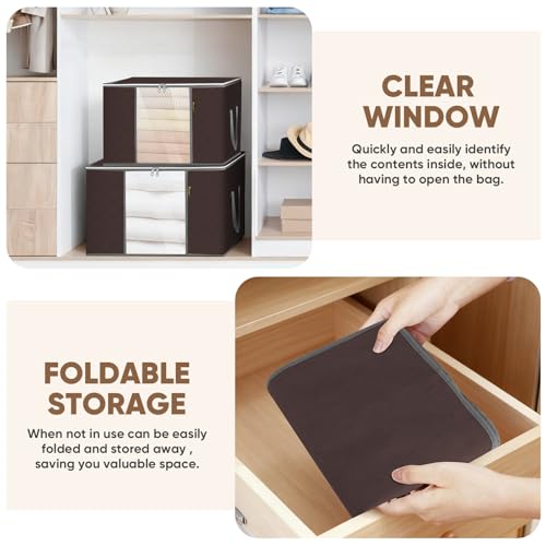 image for BALEINE 3 Pack Clothes Storage Bags, 24 Gallon Storage Containers with