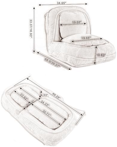 Adjustable Human Dog Bed & Lazy Sofa Couch with Pillow, 5 Positions for Sit & Sleep, Space-Saving Design for Bedroom & Living Room (Pink)