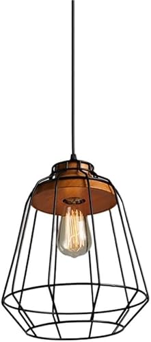 Industrial Retro Metal Cage Pendant Light for Kitchen Island & Dining Room, Vintage Rustic Fixture, Minimalist Farmhouse Lighting for Bedroom & Home